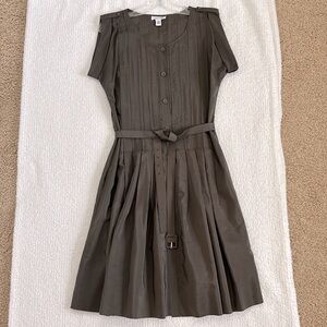 CALVIN KLEIN BUTTON UP PLEATED TIE WAIST DRESS-SIZE 2
